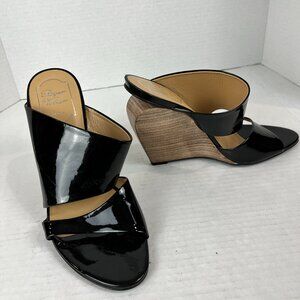 Women's Roger Vivier Black Paten wedge Pumps Size EU 39 US 9